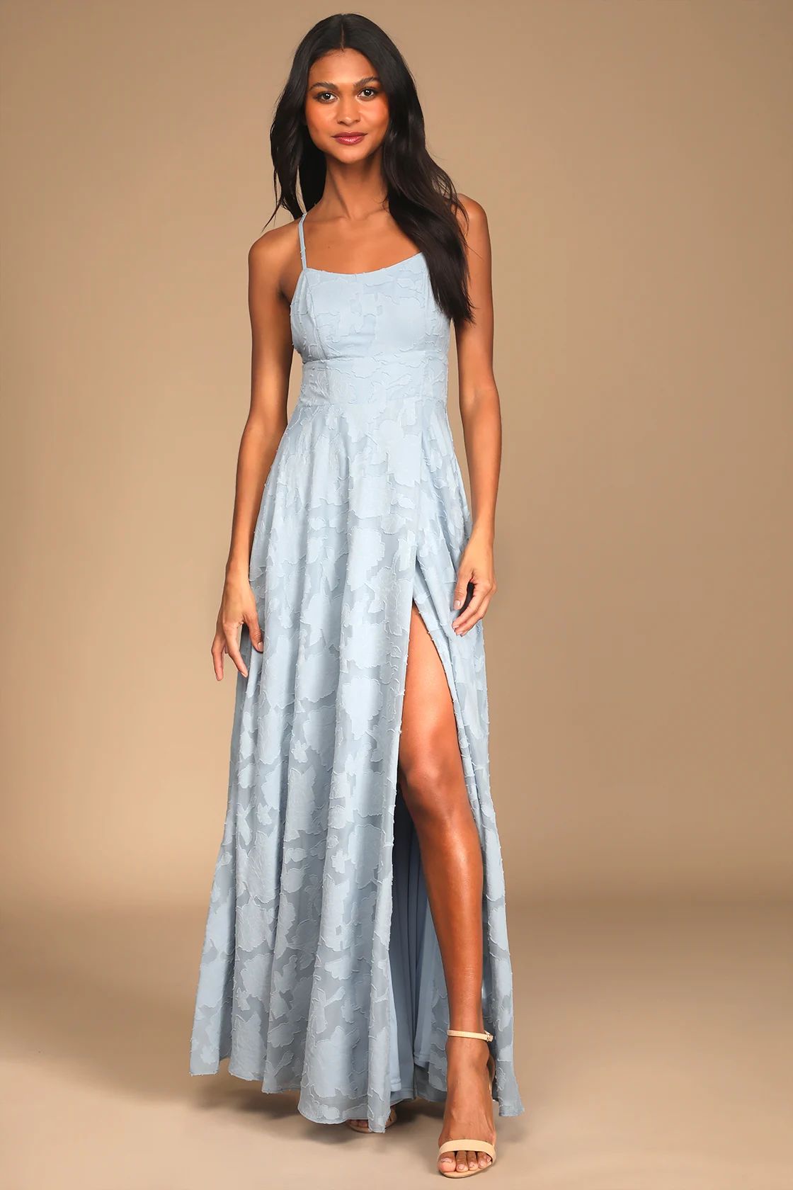 Let There Be Romance Slate Blue Burnout Floral Maxi Dress | Lulus