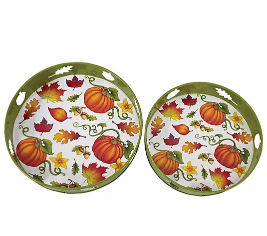 Temp-tations Set of 2 10" and 12" Round Nesting Metal Trays - QVC.com | QVC