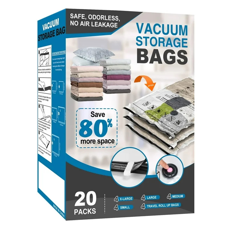 20 Pack Vacuum Storage Bags Space Saver Bags (4 Jumbo/4 Large/4 Medium/4 Small/4 Roll) Compressio... | Walmart (US)
