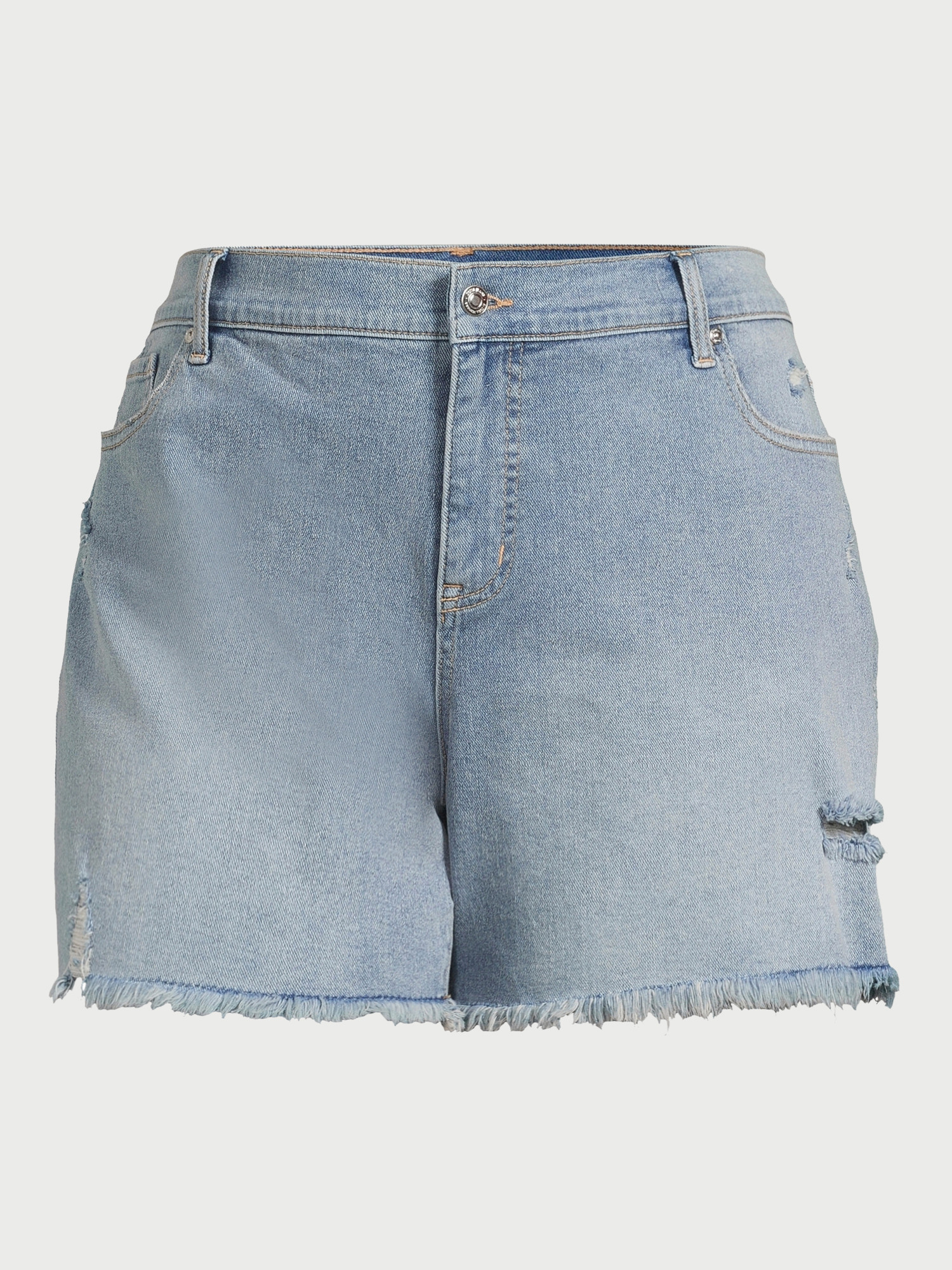 Sofia Jeans Women's Plus Size Lila Relaxed Mid Rise Frayed Hem Easy Shorts, 5" Inseam, Sizes 14W-... | Walmart (US)