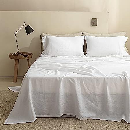 Simple&Opulence Belgian Linen Sheet Set Solid Color - 4 Pieces (1 Flat Sheet & 1 Fitted Sheet & 2 Pi | Amazon (US)