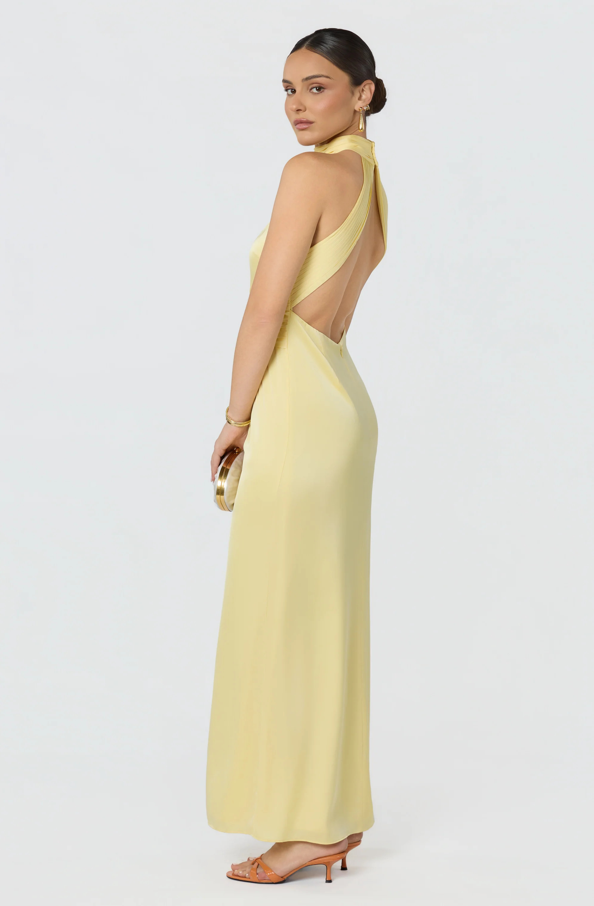 Aspen Twist Front Halter Maxi Dress - Butter yellow / XS | ASTR The Label (US)