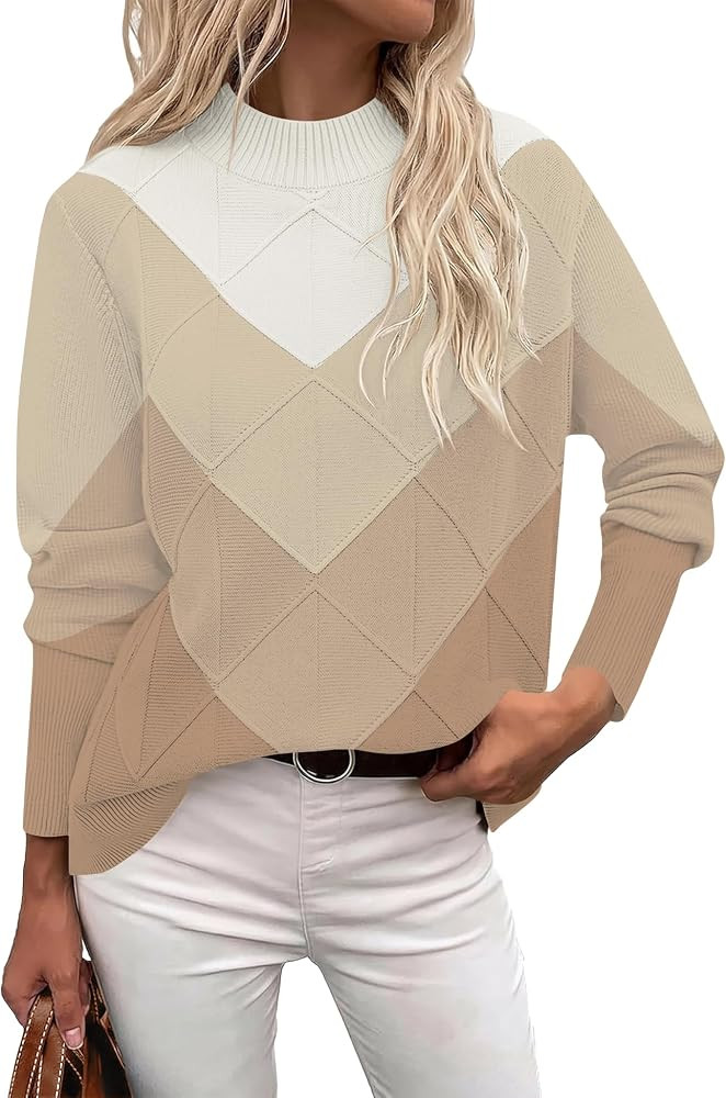 LOMON Women's Mock Neck Sweater Long Sleeve 2026 Fall Winter Knitted Tops | Amazon (US)