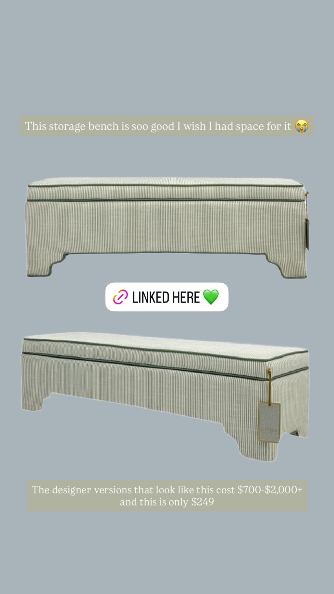 This storage bench is soo good I wish I had space for it 😭 The designer versions that look like this cost $700-$2,000+
and this is only $249