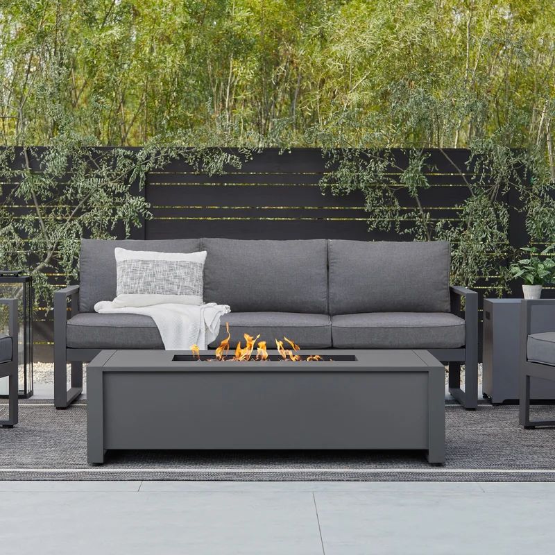 Keenan 14.5'' H x 52'' W Aluminum Propane Outdoor Fire Pit Table with Lid | Wayfair North America