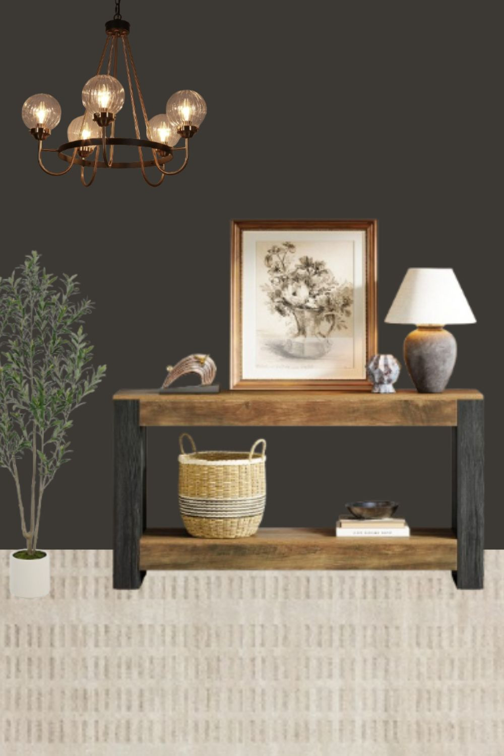 Elevated  Entryway Design Idea

Infuse your home with warmth and rustic charm! This console table features a two-tone finish, paired with sleek and minimalist lighting, creating a visual harmony that effortlessly complements any decor style 

 #LTKSeasonal #LTKHome #LTKSaleAlert