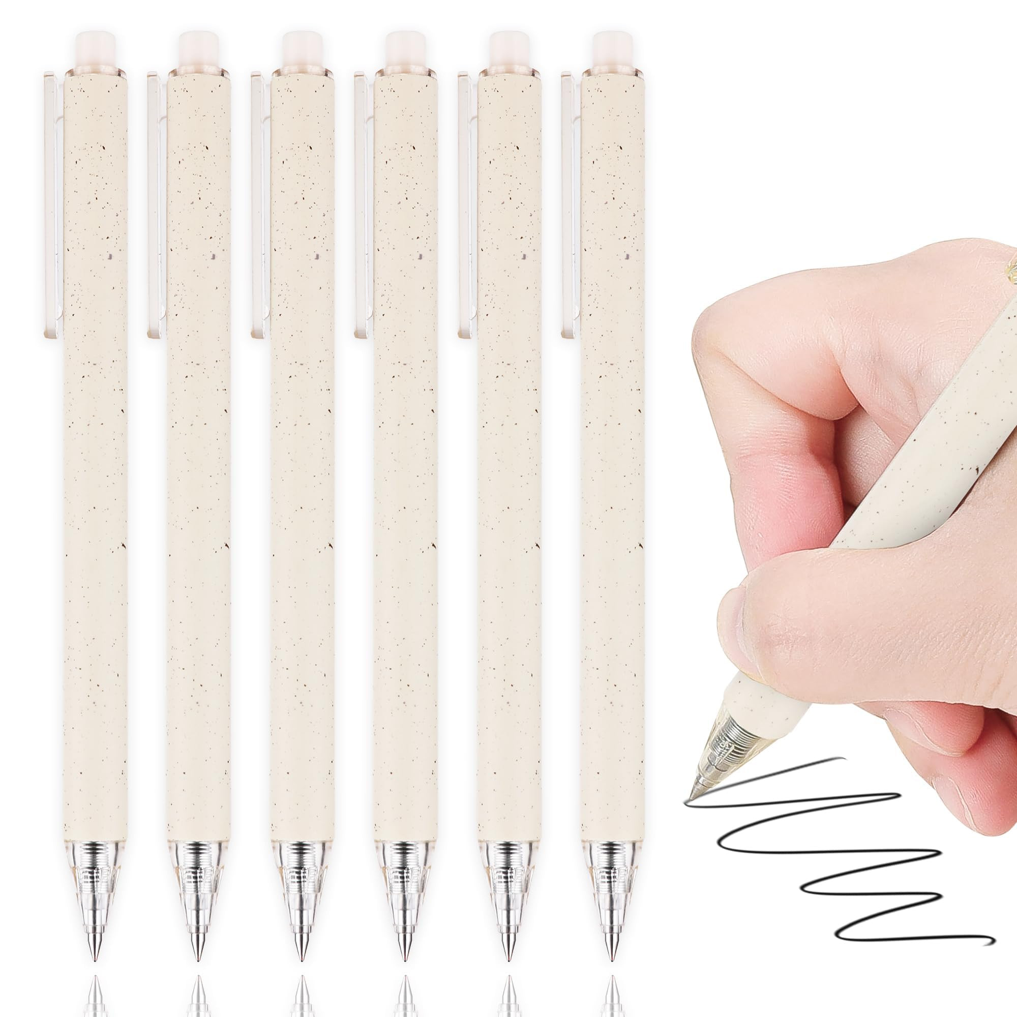 RIANCY Gel Pens, 6 Pcs 0.5mm Black Ink Pens Fine Point Aesthetic Pens Smooth Writing Pen Cute Off... | Amazon (US)