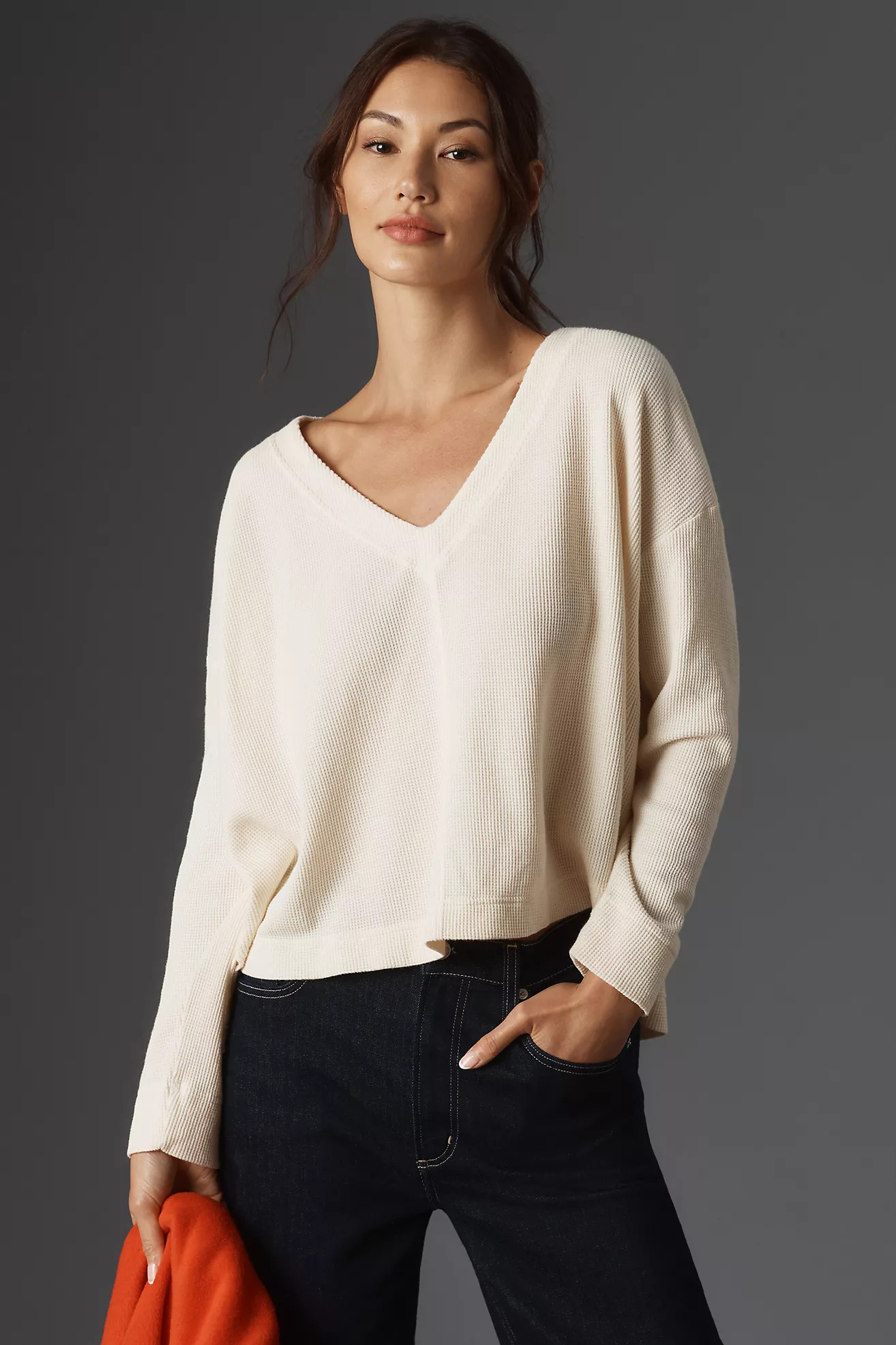 Pilcro Long-Sleeve V-Neck Top | Anthropologie (US)
