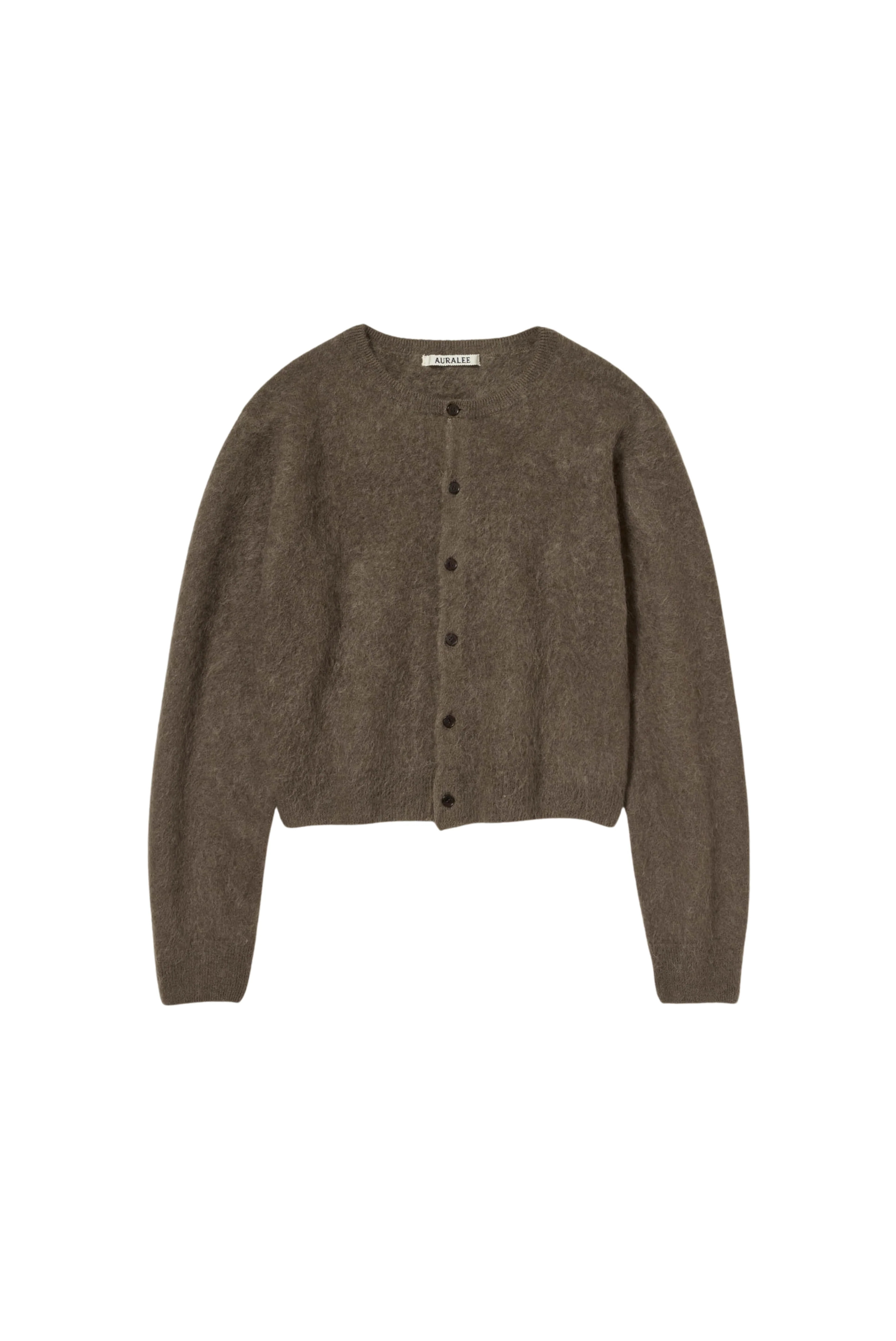 Garment-Dyed Baby Alpaca Fur Knit Crewneck Cardigan | Ludivine