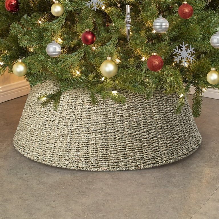 Natural Brown Woven Seagrass Christmas Tree Collar, 27 in, by Holiday Time | Walmart (US)