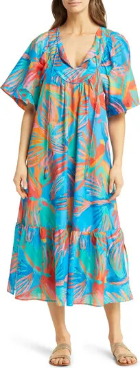 Painted Birds Cotton Cover-Up Dress | Nordstrom