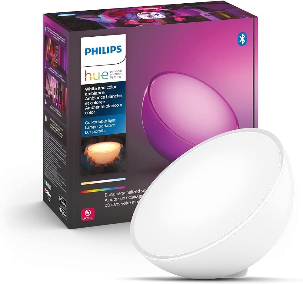 Philips Hue Go Smart Portable Dimmable Table Lamp, White - White and Color Ambiance LED Color-Cha... | Amazon (US)