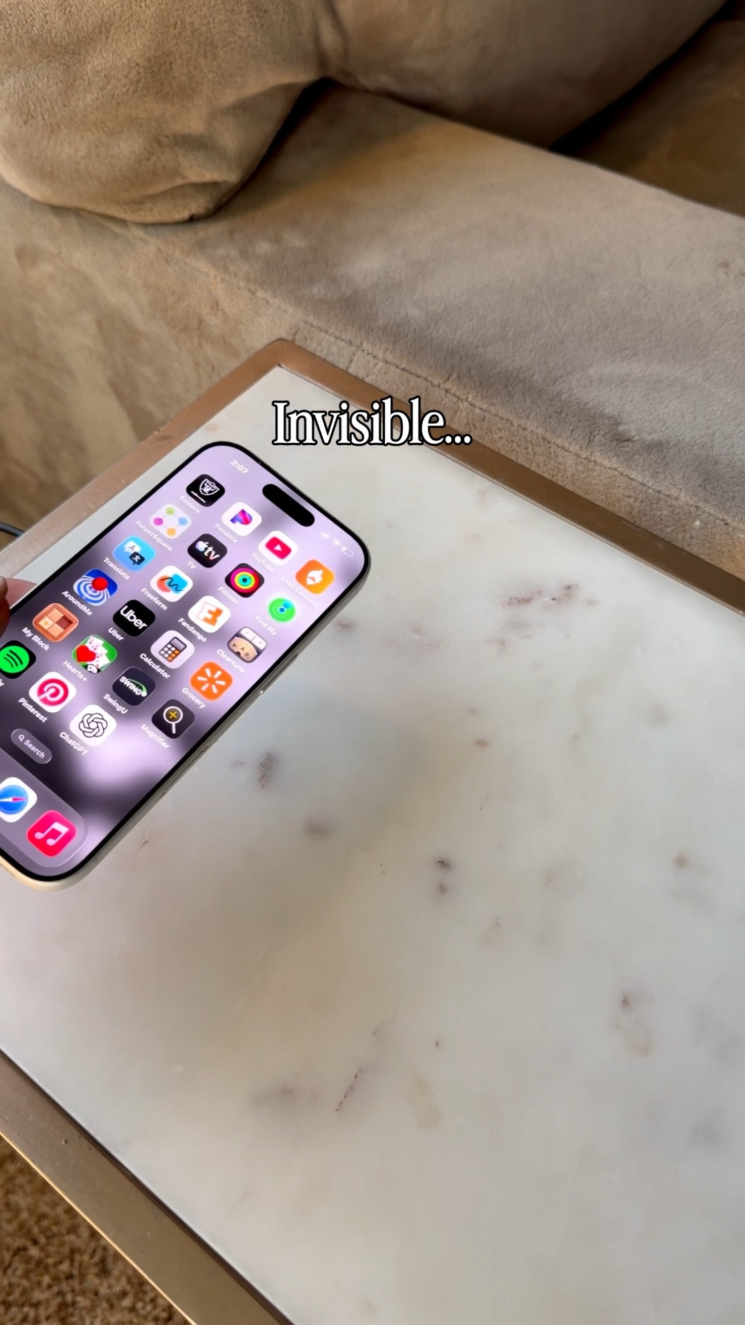 Invisible wireless charger under desk table or counter. 