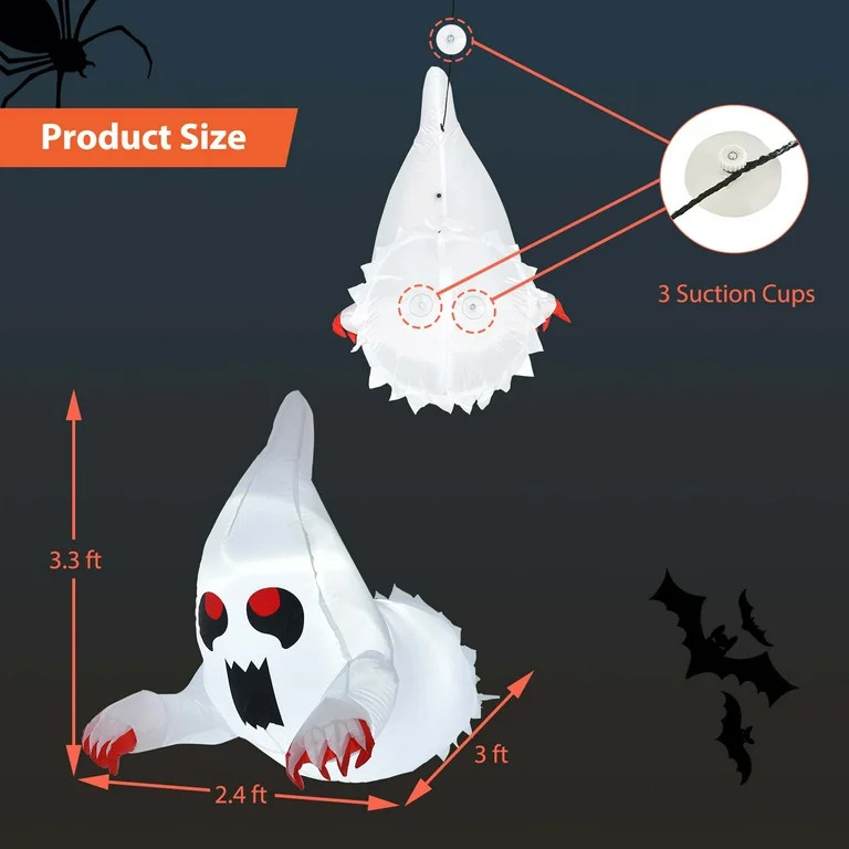 Costway 3.3' Halloween Inflatable Ghost Blow Up Flying Halloween Decoration for Party | Walmart (US)