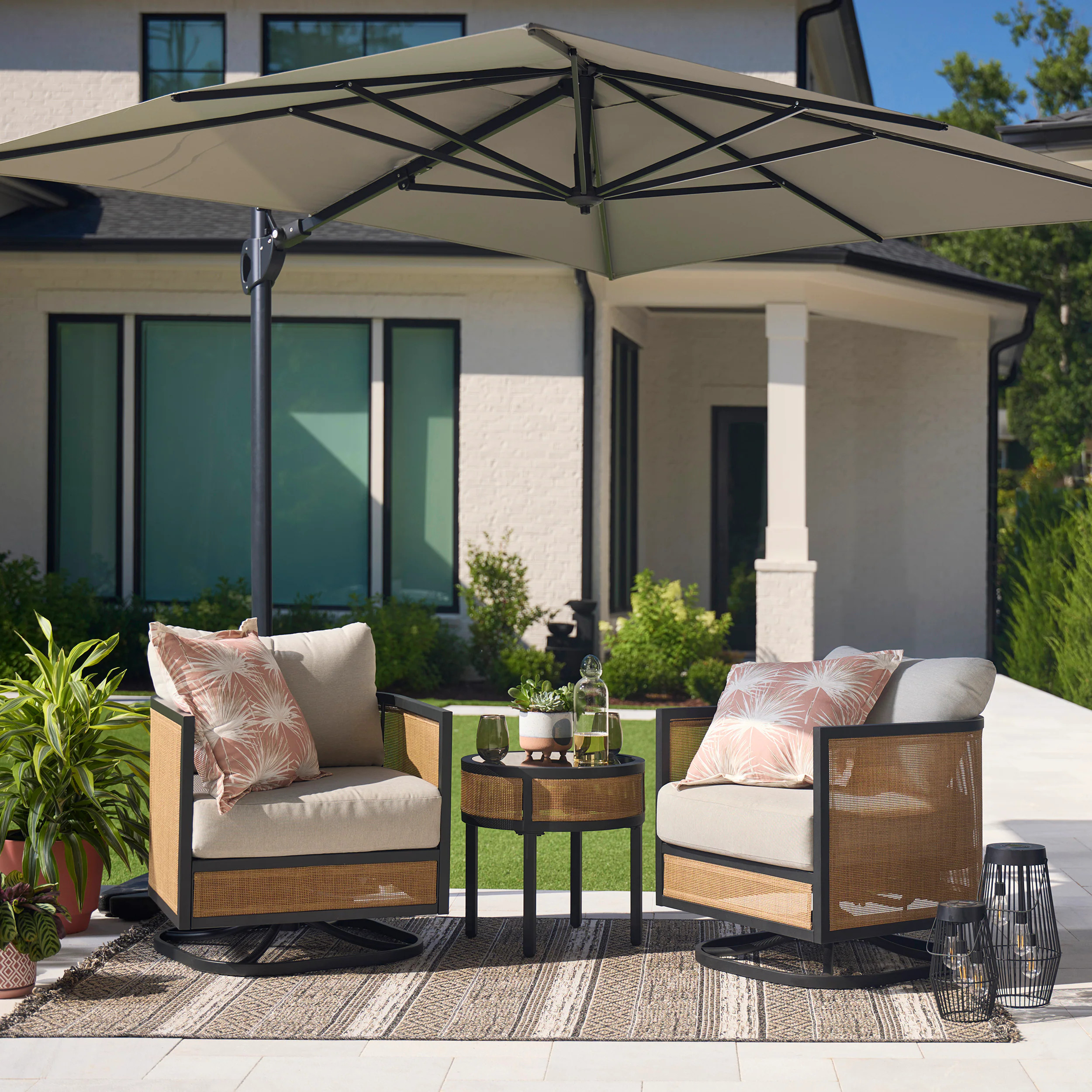 Origin 21 Chandler 3 -Piece Patio Conversation Set with Cream Cushions Polyester | LOS25093-S-BST1 | Lowe's