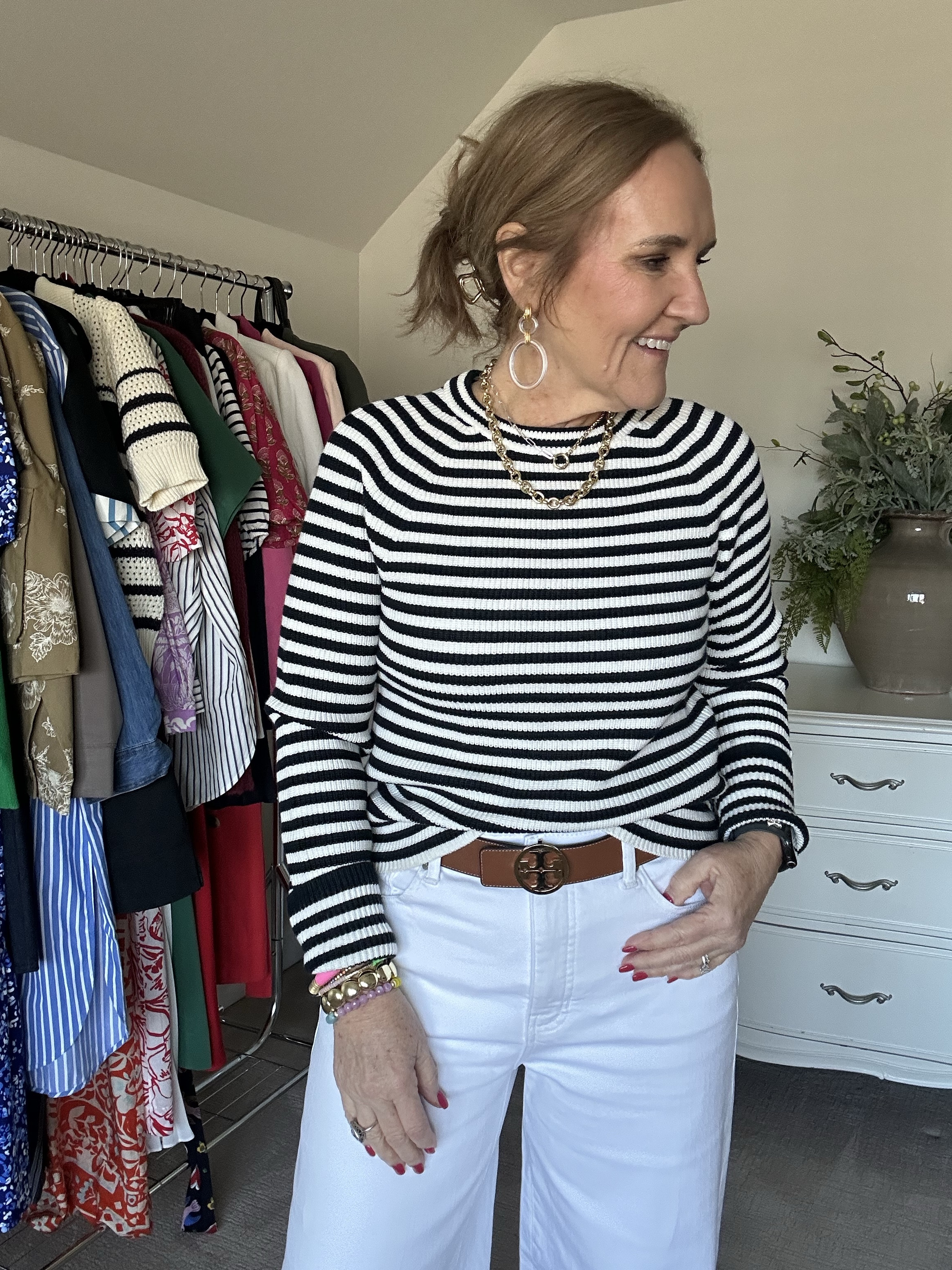These pieces are incredible quality and classic styles ready for spring break vacations resortwear or early spring. 
But grab my favorite bra that’s been restocked and my code is active. Nanettefs15 15% off and free shipping! 

White wide leg jeans tts size 29 reg 
Sweaters and blouse size medium,

Allie Bess 20% off code NANETTE20

#LTKOver40 #LTKSaleAlert #LTKFindsUnder100