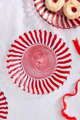 Candy Cane Glass Side Plates, Set of 4 | Anthropologie (US)