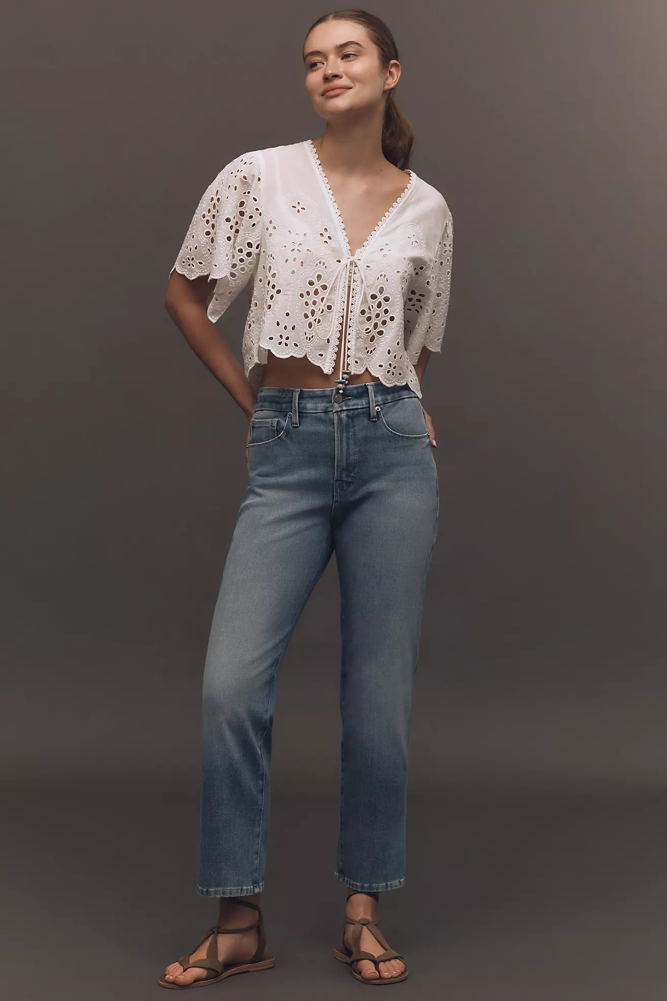 Good American Good Legs High-Rise Straight-Leg Jeans | Anthropologie (US)