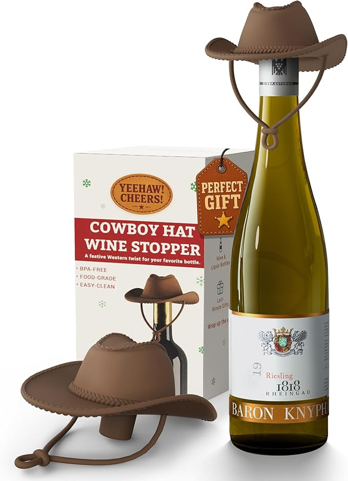 Cowboy Hat Wine Stopper – Stocking Stuffers White Elephant Gifts for Adults Men Women, Fun Wine... | Amazon (US)