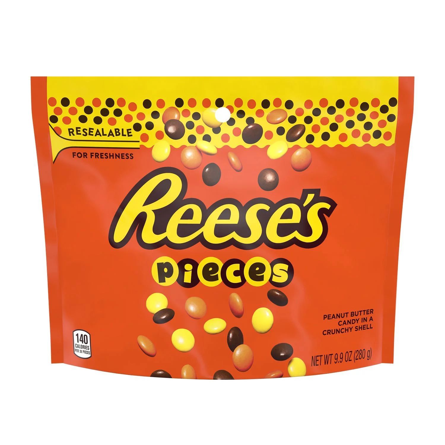 Reese's, Pieces Peanut Butter in a Crunchy Shell Candy, Gluten Free, 9.9 oz, Resealable Bag | Walmart (US)