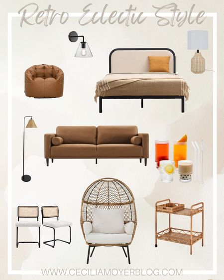 Love this interior vibe at Walmart!  It’s their retro eclectic collection which gives a warm clean look with a modern twist!  #walmartpartner #walmarthome (rattan furniture - living room furniture - floor lamp - rattan table lamp - bedroom lamp - fluted glassware - rattan dining chair - outdoor furniture - egg chair 

#LTKhome #LTKFind #LTKunder100