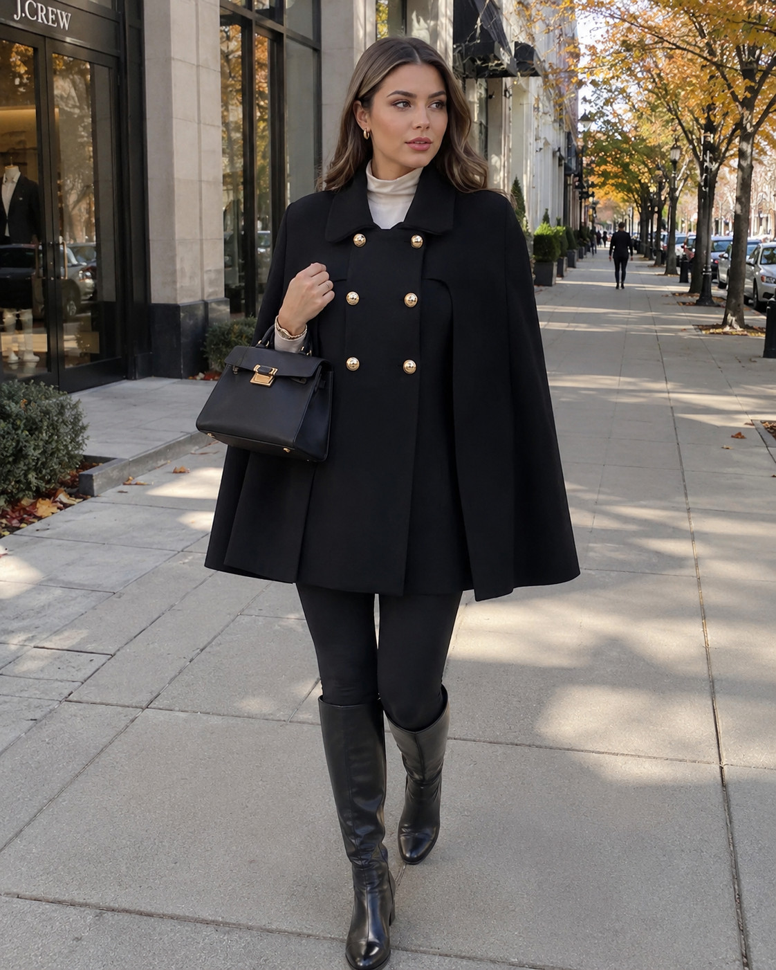 This black cape coat is giving classic, polished fall energy 🖤 I love the gold button detail and structured shape — it instantly makes a simple outfit feel dressed up. Pair it with a turtleneck, leggings or trousers, and tall black boots for such an easy chic fall look. #AmazonFashion #BlackCoat #CapeCoat #FallOuterwear #FallStyle #ClassyFallOutfit #AmazonFinds #FallFashion #AutumnOutfit #FallWardrobe 

 #LTKSeasonal #LTKU #LTKSaleAlert