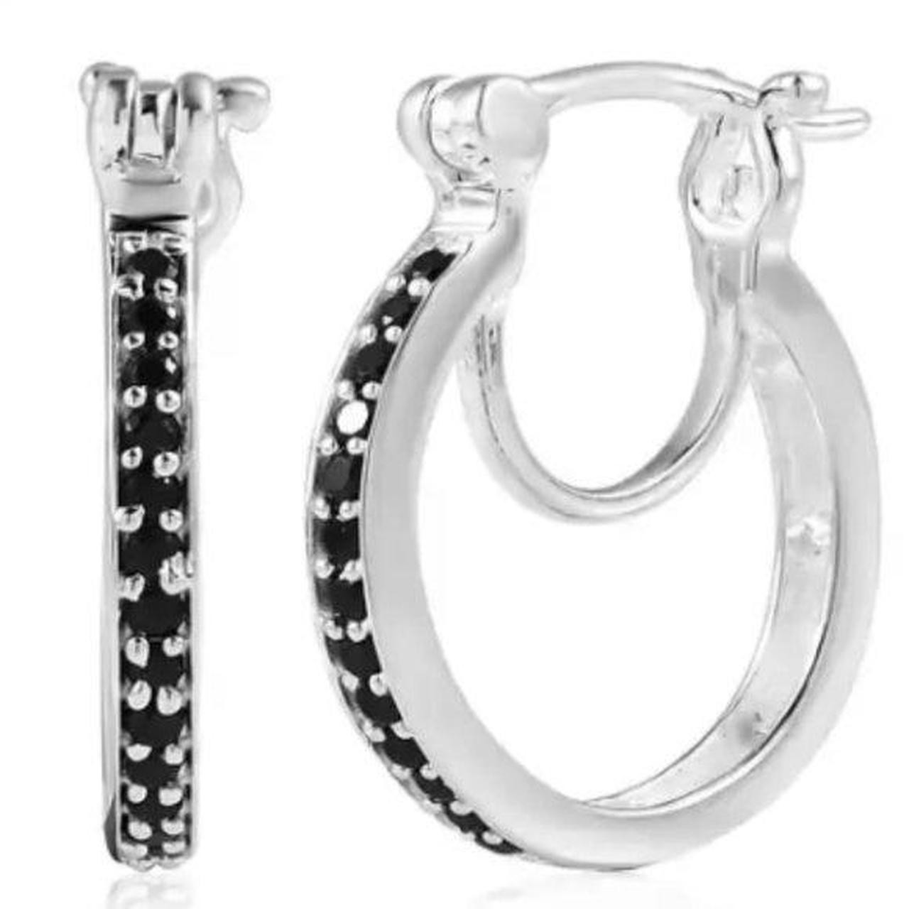 Source Unknown Women's Earrings - Black/Silver | Depop US