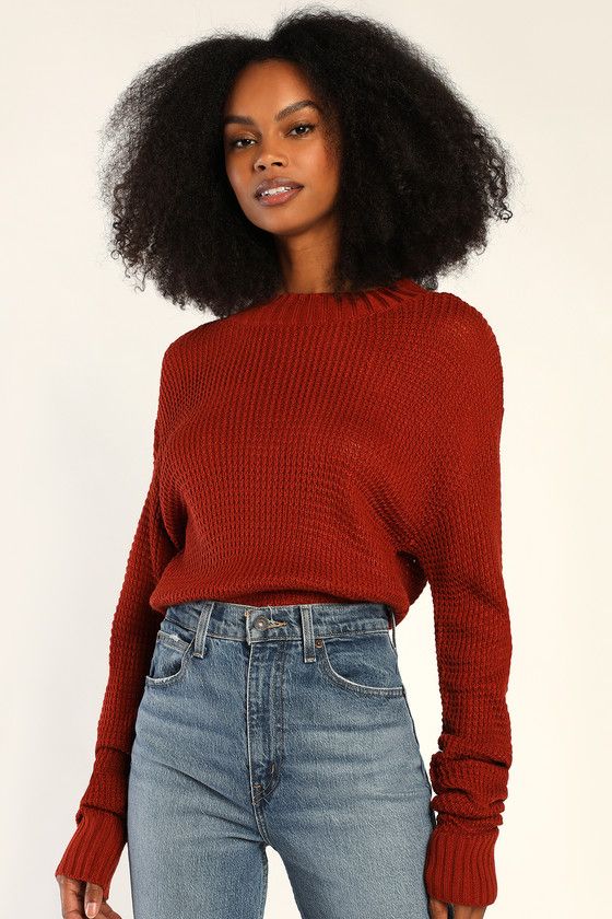 Campfire Cozy Brick Red Cropped Sweater | Lulus (US)