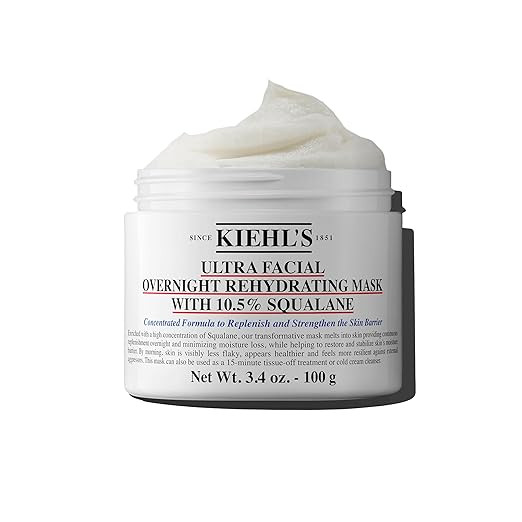 Kiehl's Ultra Facial Overnight Hydrating Face Mask with 10.5% Squalane, Deeply Hydrates Skin & St... | Amazon (US)