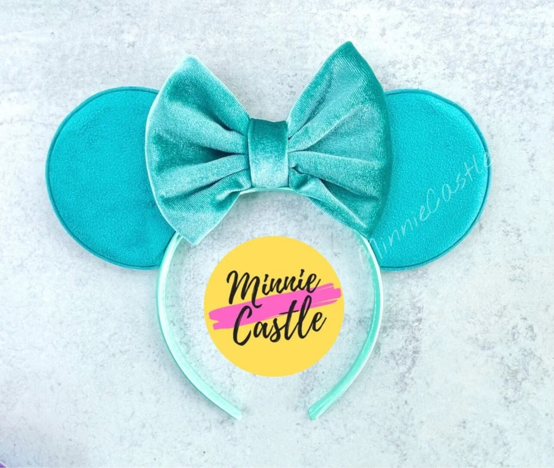 Teal Matte Ear, Mickey Ears, Velvet Mouse Ears, Minnie Ears, Mouse Ears Headband, Jade Mickey Ear... | Etsy (US)