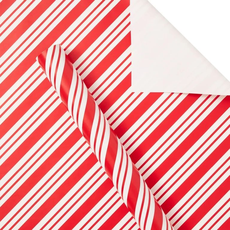 Candy Cane Stripe Premium Wrapping Paper, Christmas, Red, White, 30", 160 Sq ft, by Holiday Time | Walmart (US)