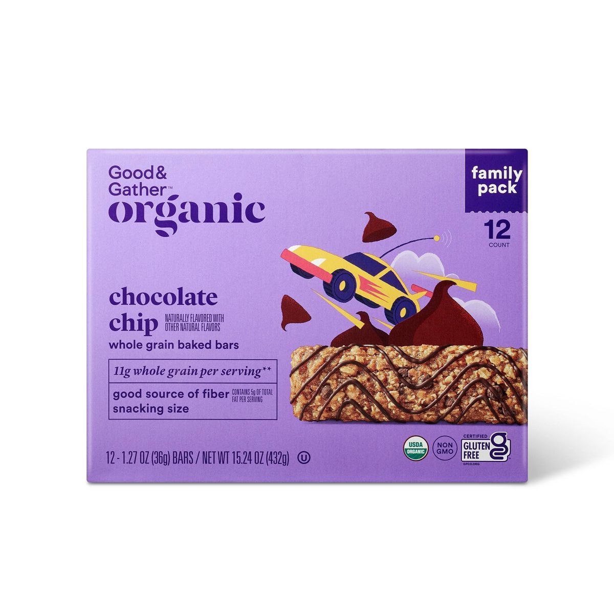 Organic Chocolate Chip Whole Grain Baked Bar - 15.24oz/12ct - Good & Gather™ | Target