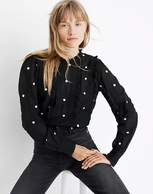 Banjanan Dot Embroidered Lola Ruffle Top | Madewell