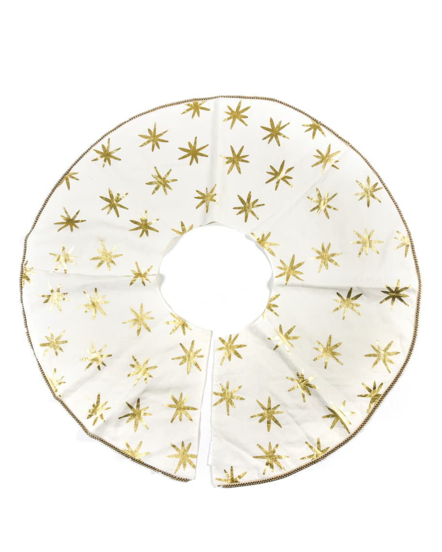 Coton Colors Gold Star Pattern Linen Tree Skirt | Neiman Marcus