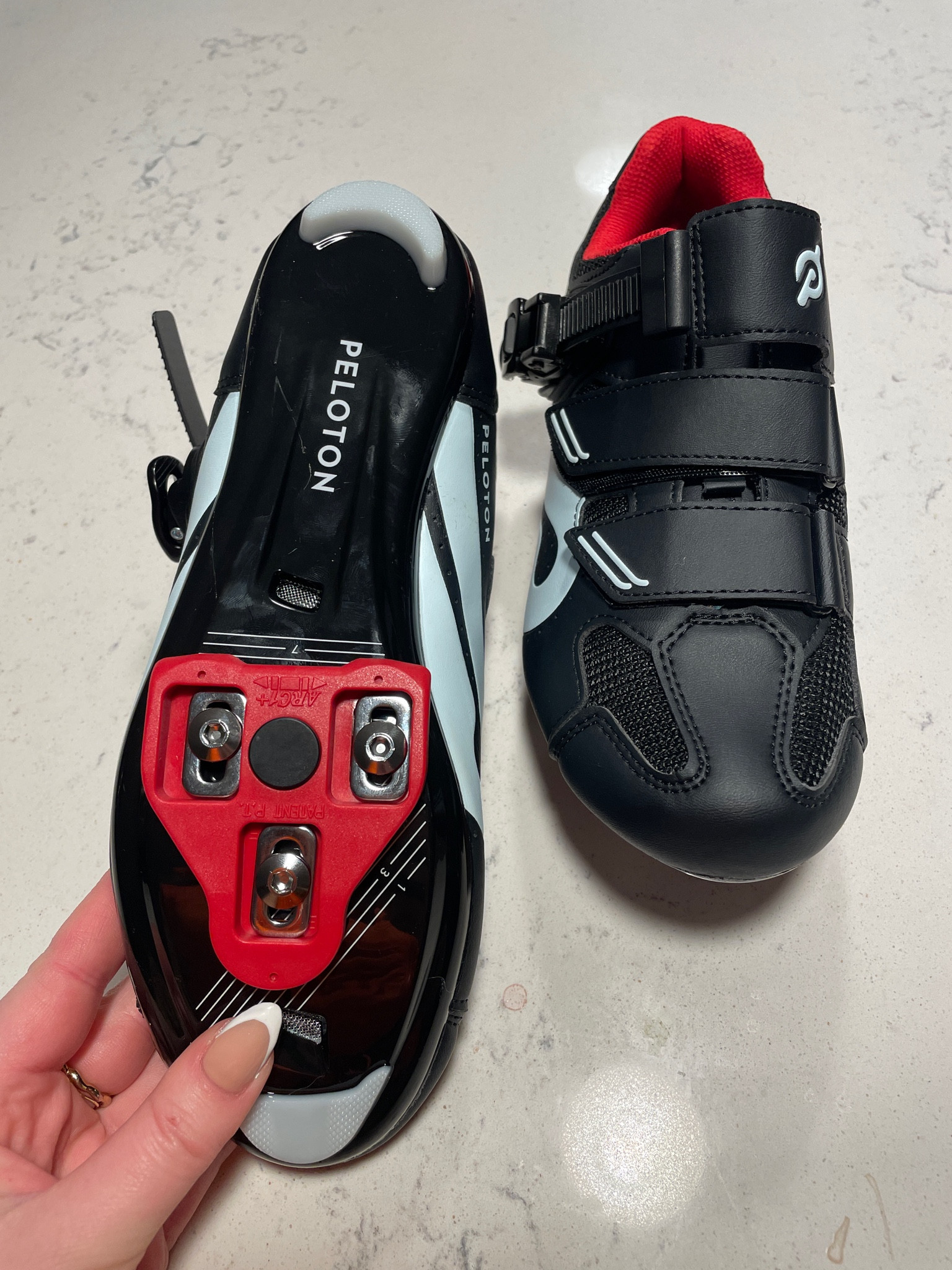 Peloton shoes! I am usually a US 8 so I bought a size 39 in these and they are perfect! Shown with the delta clips on the bottom! Crush those fitness goals this January! 

#LTKActive #LTKFitness #LTKShoeCrush