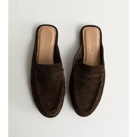 Women's Mid Brown Faux Suede Open Back Mule Loafers Vegan New Look | New Look (UK)