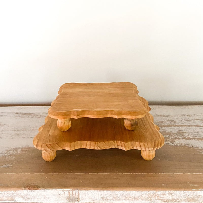 Square wooden footed serving platform | Purple Rose Home