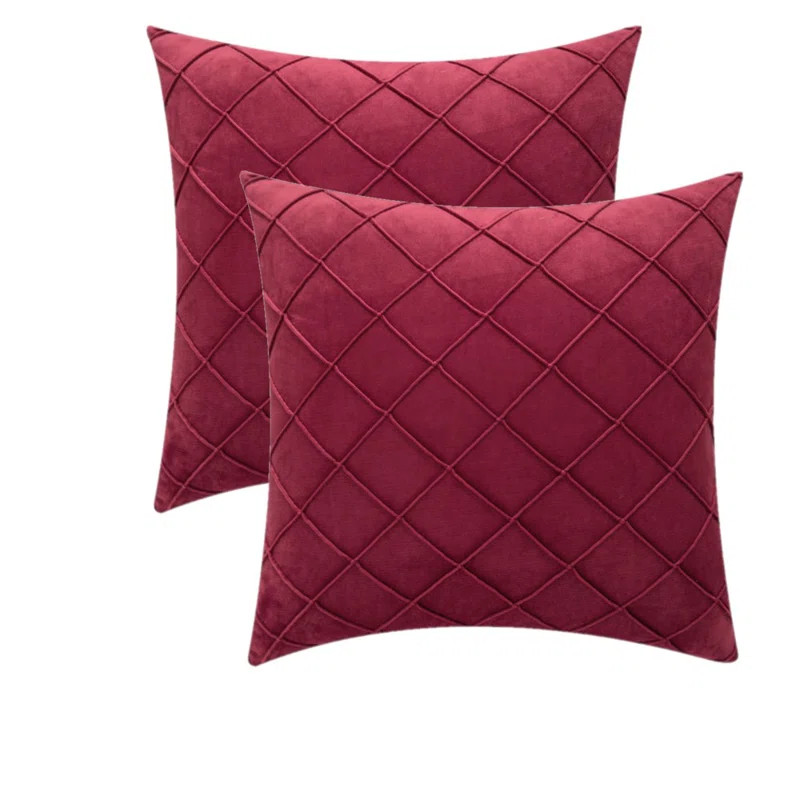 Throw Velvet Self Cross Cushion Covers, NO INSERTS (Set of 2) | Wayfair North America