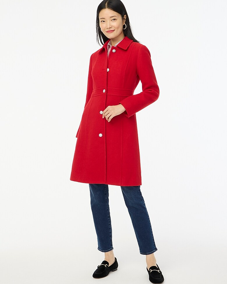 Petite lady day coat with jeweled buttons | J.Crew Factory