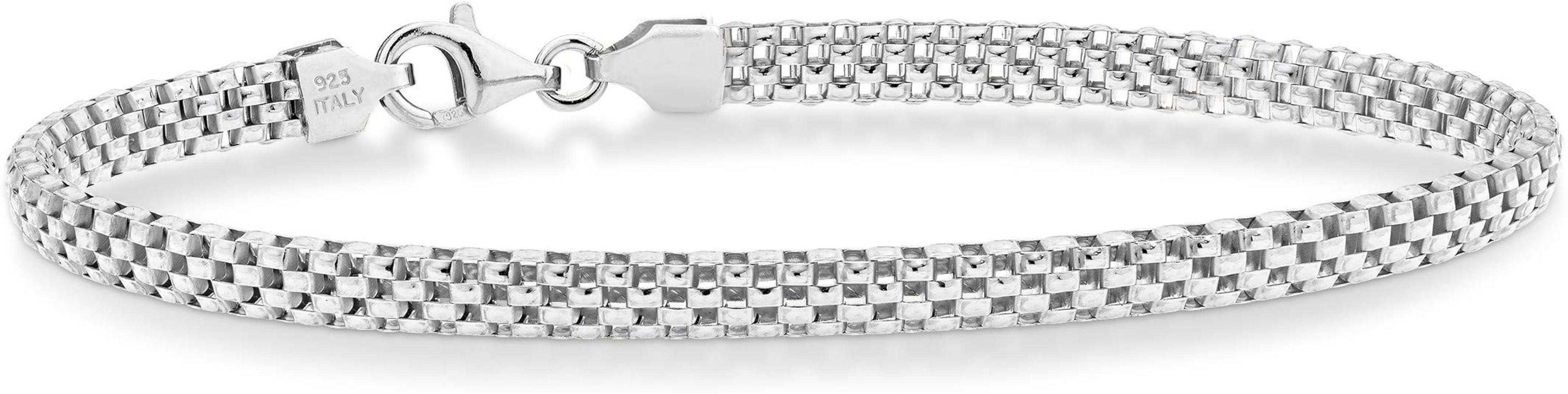 Miabella 925 Sterling Silver Italian 4mm Mesh Link Chain Bracelet for Women, Made in Italy | Amazon (US)