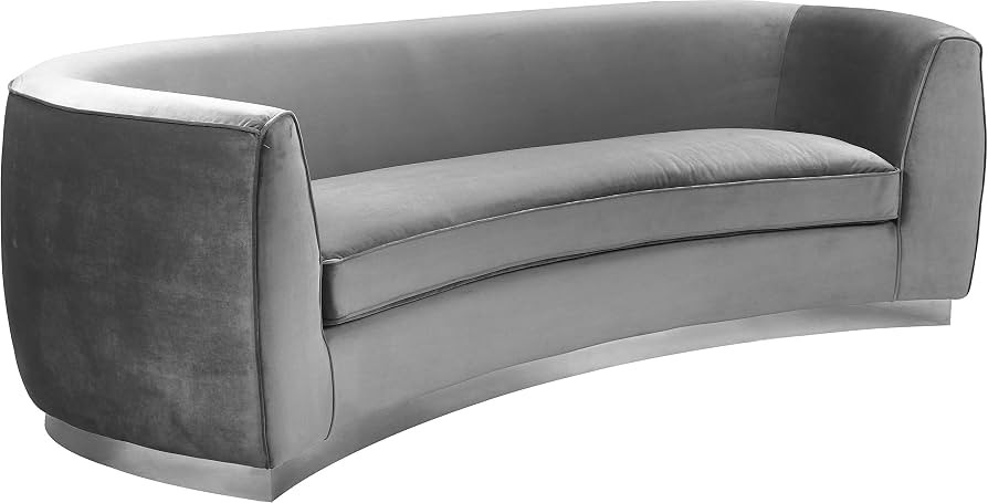 Meridian Furniture Julian Collection Modern | Contemporary Velvet Upholstered Sofa with Stainless... | Amazon (US)