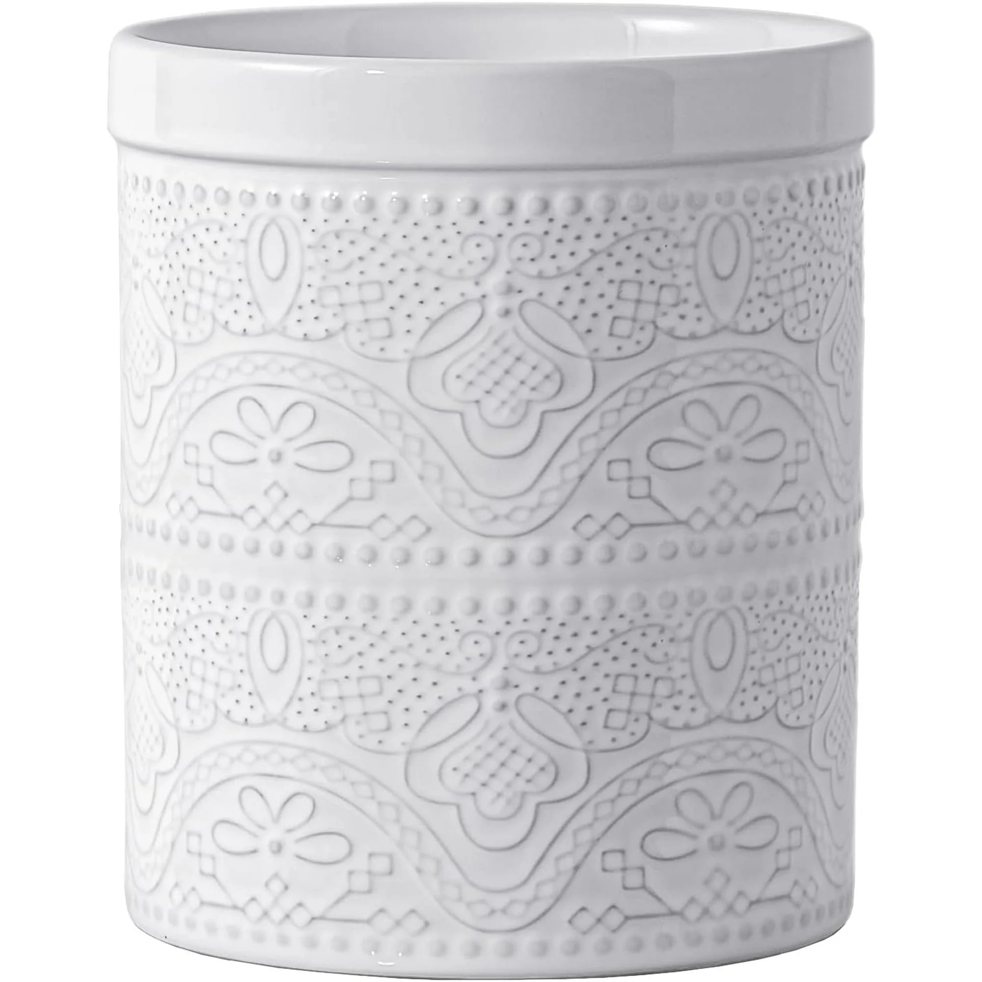 FUN ELEMENTS Kitchen Utensil Holder, 7.2" Super Large Utensil Crock Heavy and Stable Lace Emboss ... | Walmart (US)