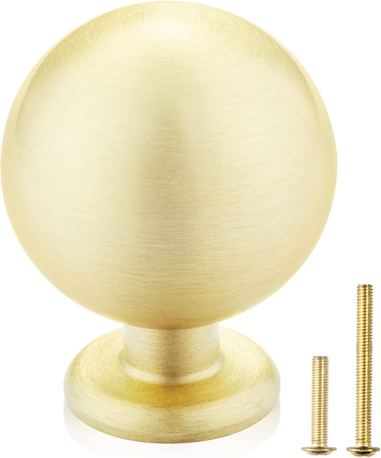 QOGRISUN 2-Pack Solid Brass Cabinet Knobs, Round Ball Gold Knobs for Dresser Drawer, 1.1-Inch Dia... | Amazon (US)