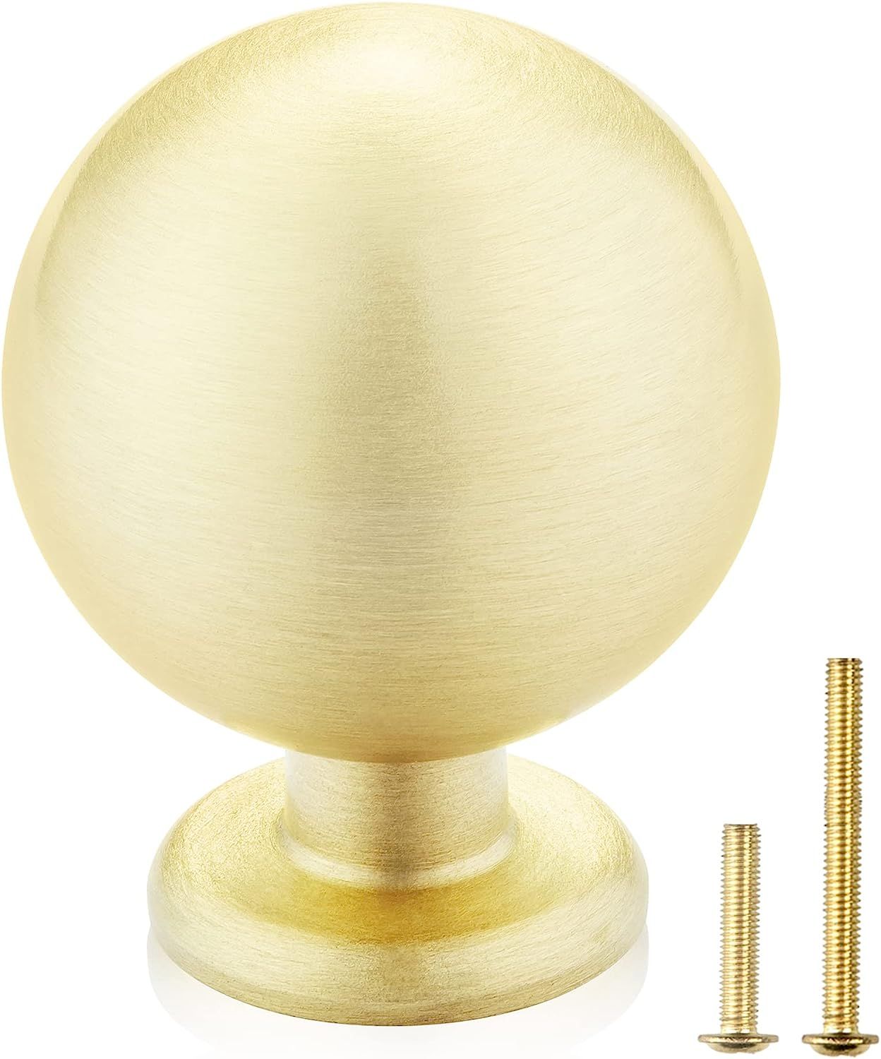 QogriSun 2-Pack Solid Brass Cabinet Knobs, Round Ball Gold Knobs for Dresser Drawer, 1.1-Inch Dia... | Amazon (US)