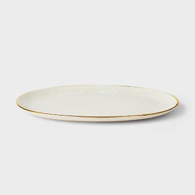 Stoneware Serving Platter Snowfall White - Threshold™ designed with Studio McGee: Oval, Microwave & Dishwasher-Safe | Target