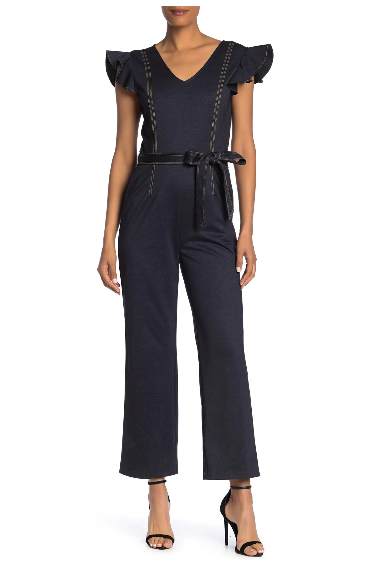 V-Neck Flutter Sleeve Jumpsuit | Nordstrom Rack