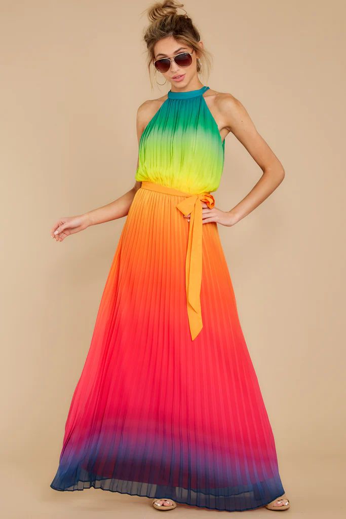 Walk Your Talk Rainbow Maxi Dress | Red Dress 