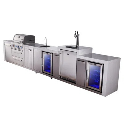 Mont Alpi 4-burner 193" Deluxe Stainless Steel Island Modular Outdoor Kitchen Island Bbq Gas Grill With Beverage Center Faucet & Sink + Refrigerator + | Wayfair North America