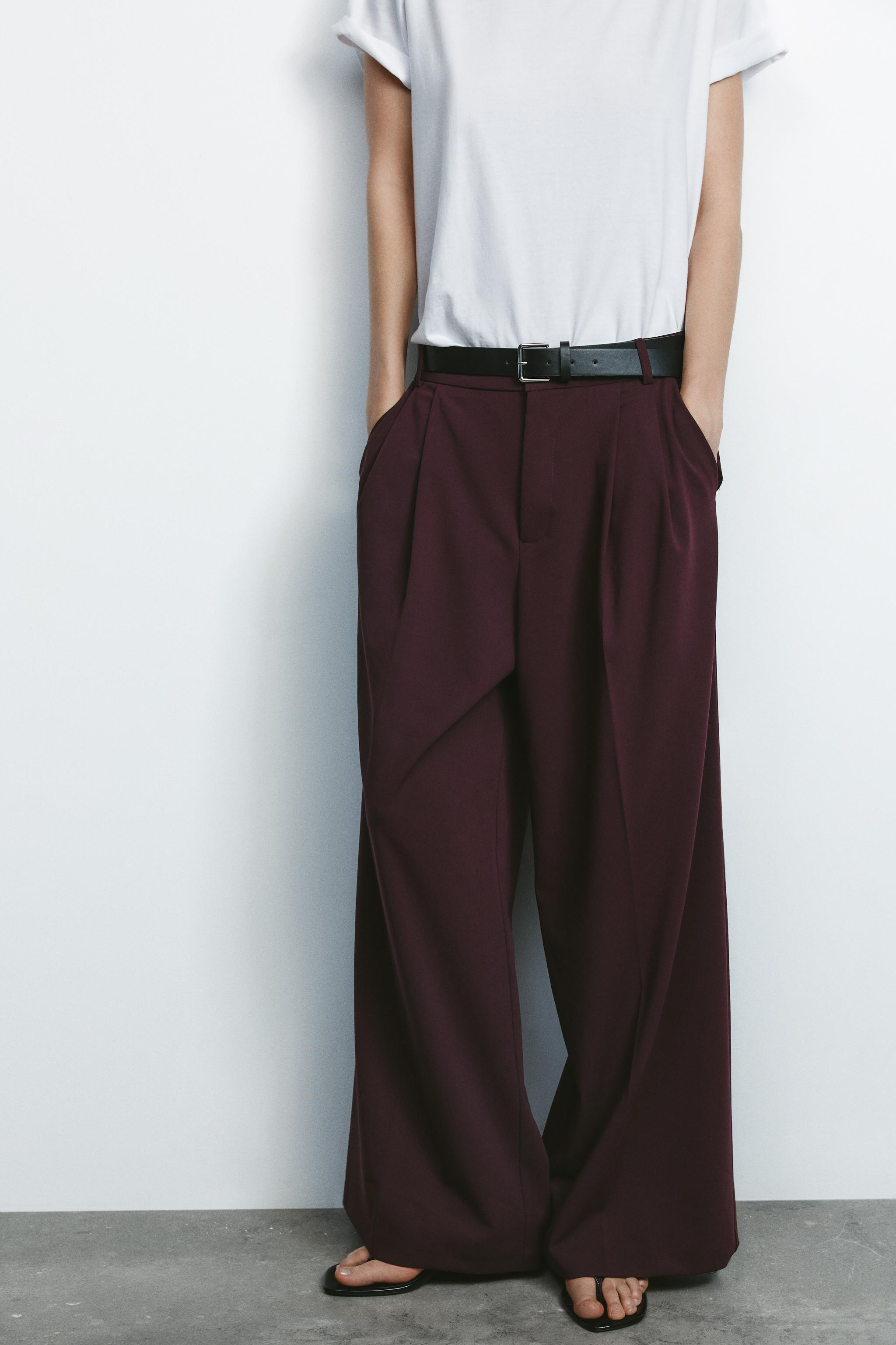 DOUBLE PLEAT BELTED PANTS | Zara US