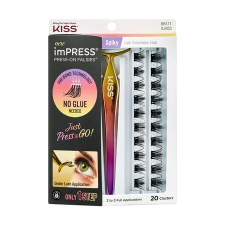 KISS imPRESS Falsies Press On Self Adhesive Eyelashes Spiky 20 Lash Clusters | Walmart (US)